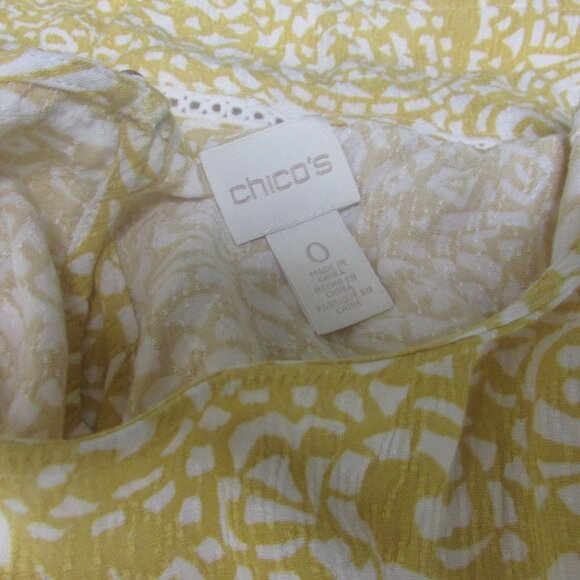 Chico's Blouse 0 Yellow Cold Shoulder 3/4 Sleeve - Picture 13 of 13
